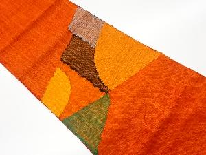 リサイクル　手織り真綿紬抽象模様織出し名古屋帯